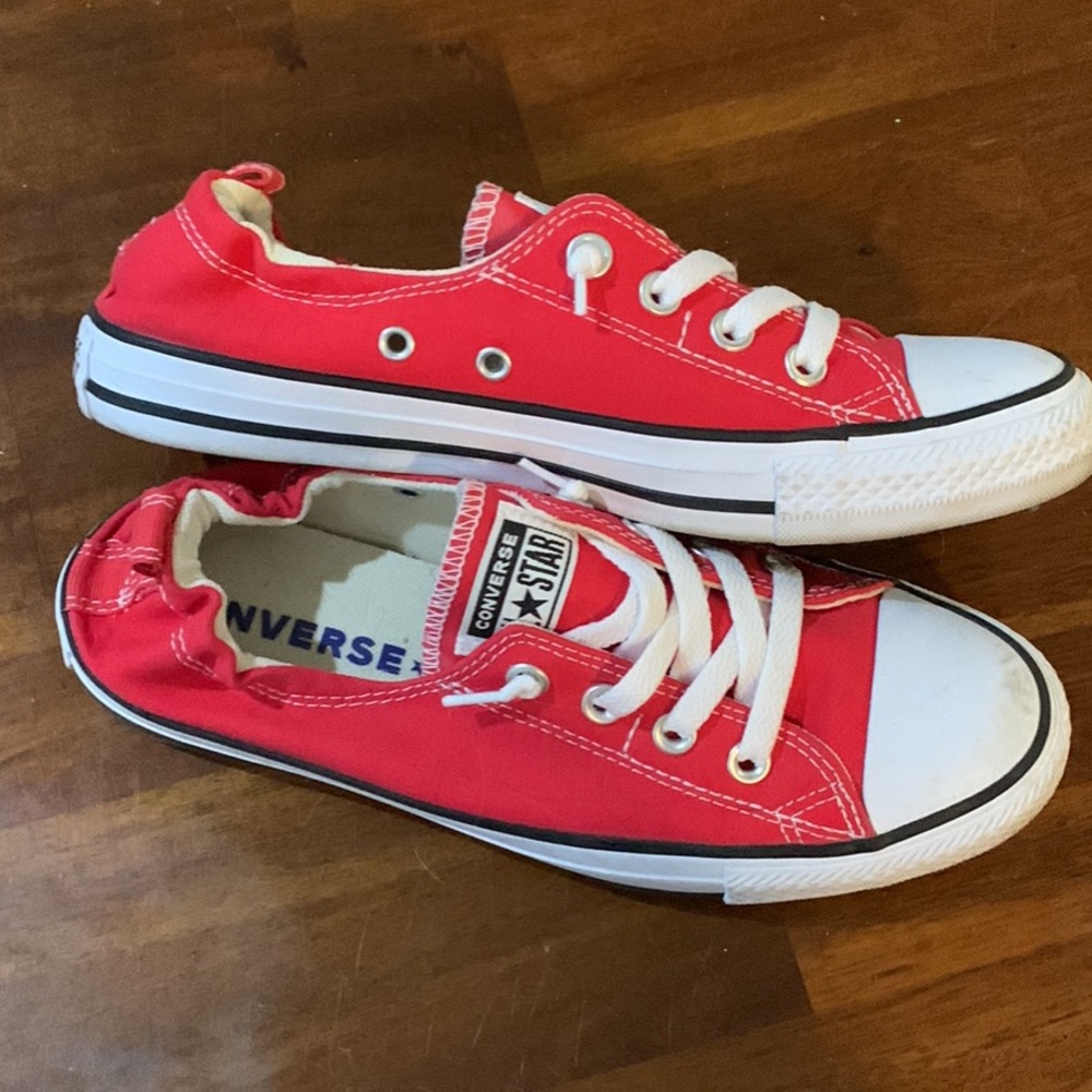 Converse red slide ons womens 8